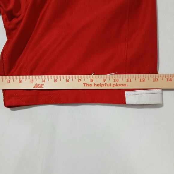 VTG Nike Basketball Shorts Mens Med Red Shiny Dazzle 9" Pockets Drawstring Y2K - Picture 11 of 12